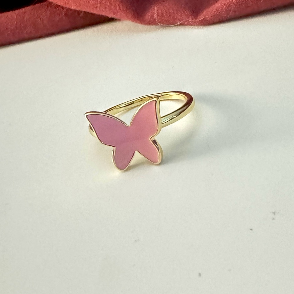 14k Gold Plated Pink Butterfly Ring Women’s Fashion Jewlery Evry Jewels